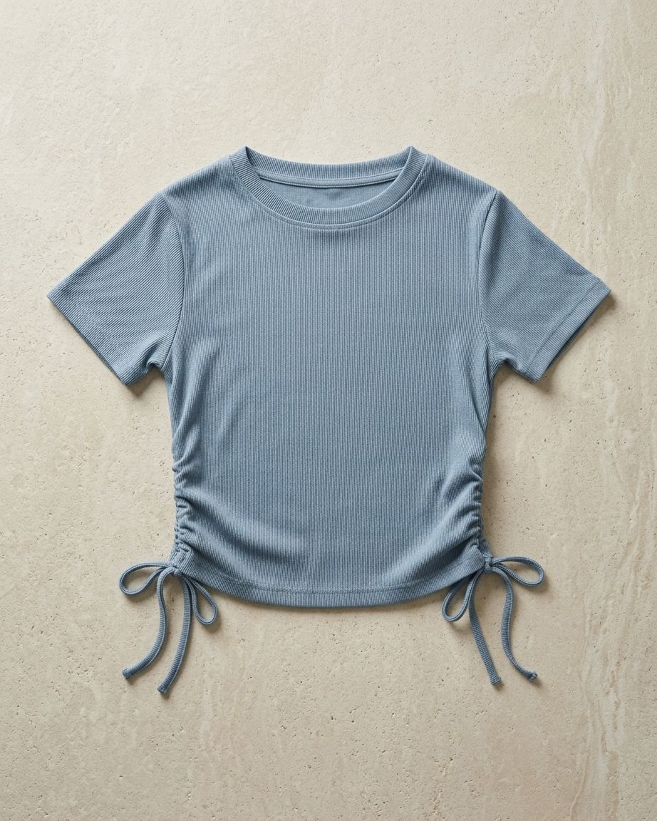 Ribbed Side Runched Top