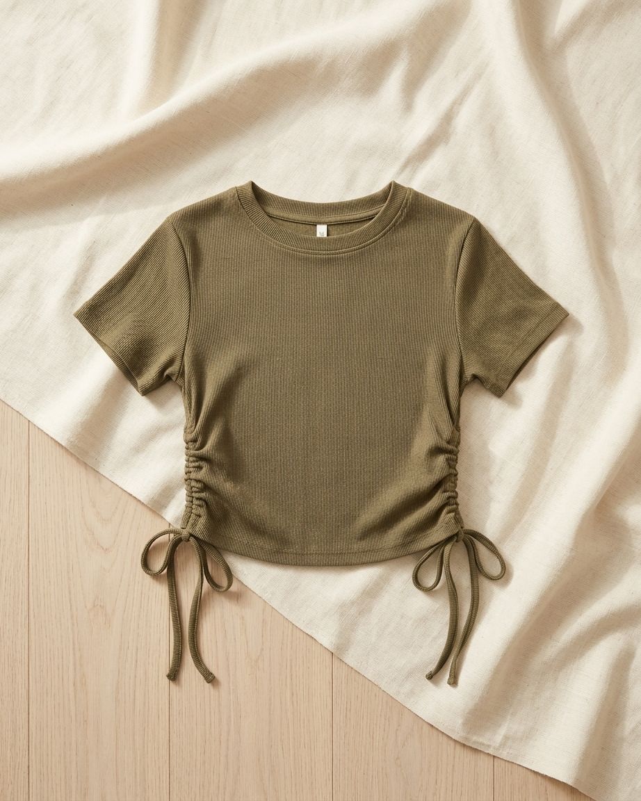 Ribbed Side Runched Top